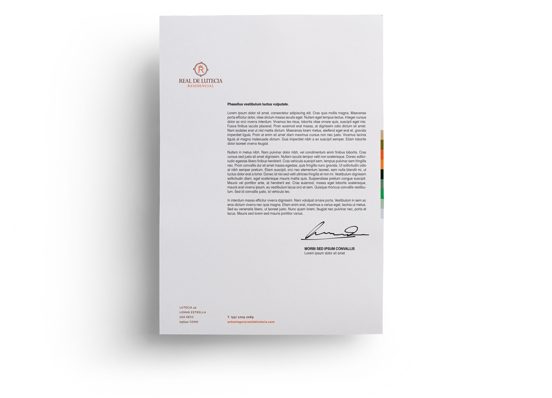 hoja membretada Real de Lutecia